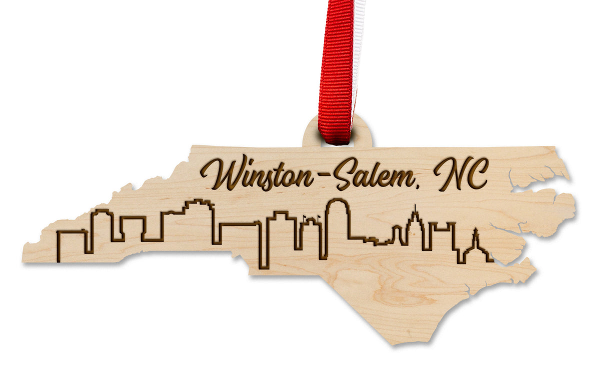 Winston Salem, NC Skyline Cherry Ornament LazerEdge