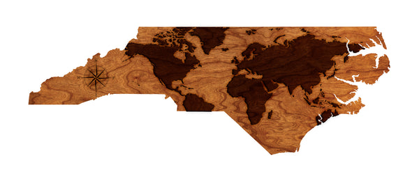 State Map Magnet NC Shape with World Map