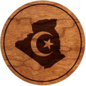 African Country Flag Coaster - Crafted from Cherry and Maple Wood Coaster LazerEdge Cherry 