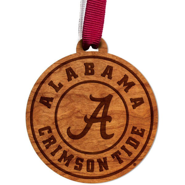 Alabama Crimson Tide Ornament - Crafted from Cherry or Maple Wood - Multiple Designs Available Ornament LazerEdge Crimson Tide Seal Cherry 