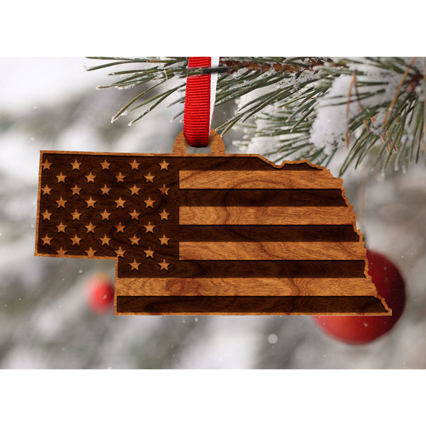 American Flag Ornament - Nebraska Ornament Shop LazerEdge 