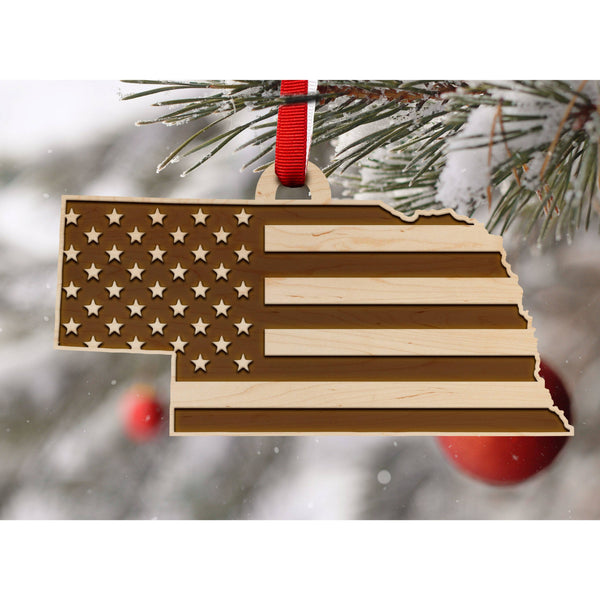 American Flag Ornament - Nebraska Ornament Shop LazerEdge 