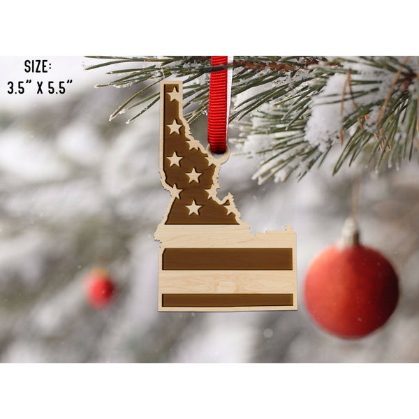 American Flag State Outline Ornament ( Available In All 50 States) Ornament Shop LazerEdge ID - Idaho Maple 