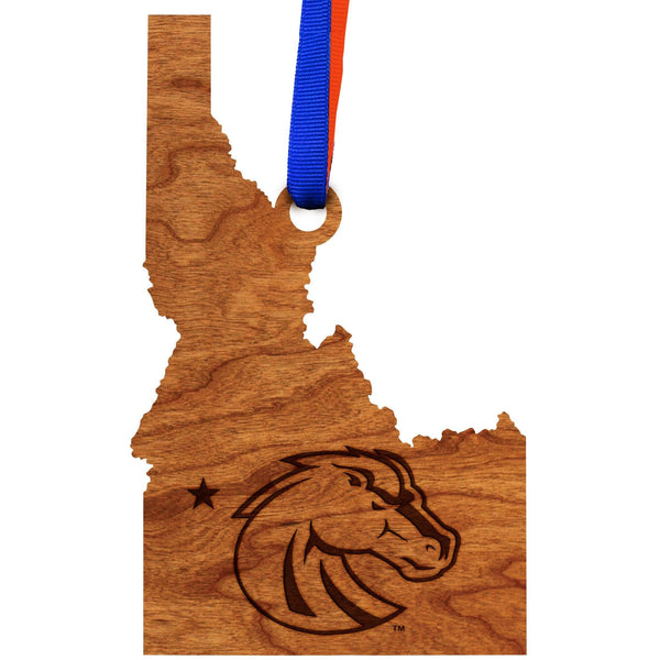 Boise State University - Ornament - State Map with Bronco Head Ornament LazerEdge 