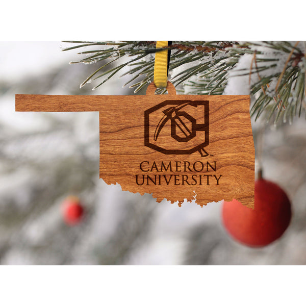 Cameron University Ornament – Crafted from Cherry and Maple Wood – Cameron University Ornament Shop LazerEdge 