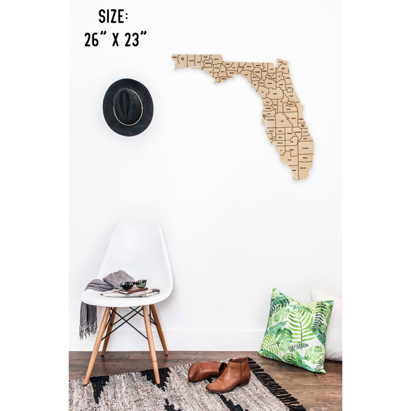 County State Outline Wall Hanging (Available In All 50 States) Large Size Wall Hanging Shop LazerEdge FL - Florida Maple 