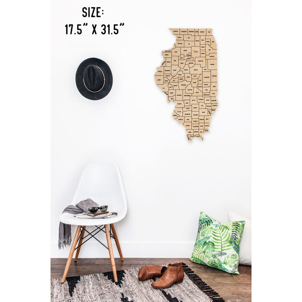 County State Outline Wall Hanging (Available In All 50 States) Large Size Wall Hanging Shop LazerEdge IL - Illinois Maple 