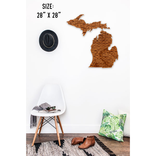 County State Outline Wall Hanging (Available In All 50 States) Large Size Wall Hanging Shop LazerEdge MI - Michigan Cherry 