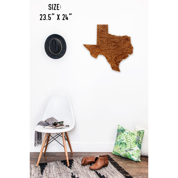 County State Outline Wall Hanging (Available In All 50 States) Large Size Wall Hanging Shop LazerEdge TX - Texas Cherry 
