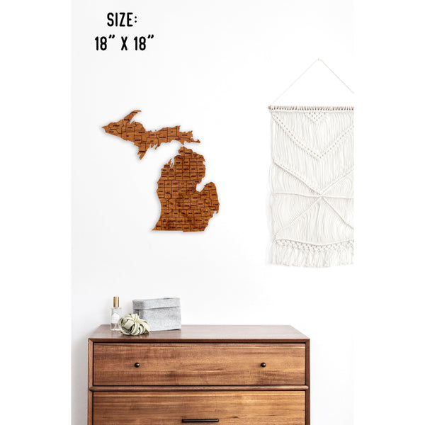 County State Outline Wall Hanging (Available In All 50 States) Wall Hanging Shop LazerEdge MI - Michigan Cherry 
