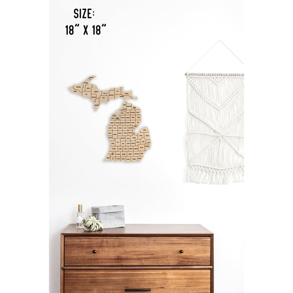 County State Outline Wall Hanging (Available In All 50 States) Wall Hanging Shop LazerEdge MI - Michigan Maple 