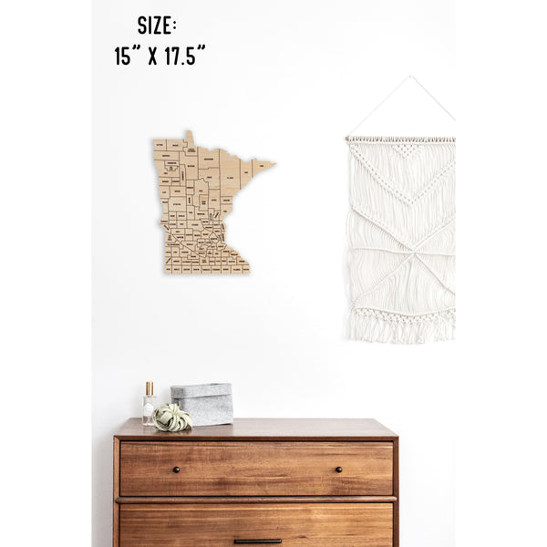 County State Outline Wall Hanging (Available In All 50 States) Wall Hanging Shop LazerEdge MN - Minnesota Maple 