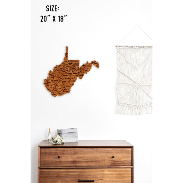 County State Outline Wall Hanging (Available In All 50 States) Wall Hanging Shop LazerEdge WV - West Virginia Cherry 