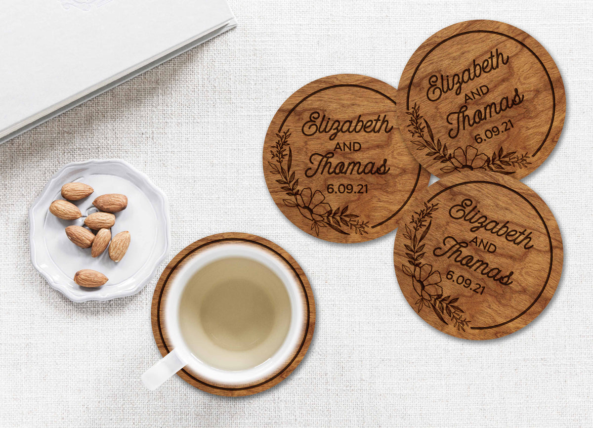Wood Coasters - Round Outdoor Cup Coasters for Wooden Table