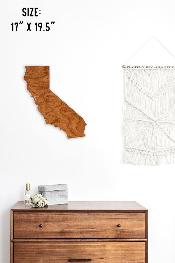 Custom (Your Design) State Outline Wall Hanging (Available In All 50 States) Wall Hanging Shop LazerEdge CA - California Cherry 