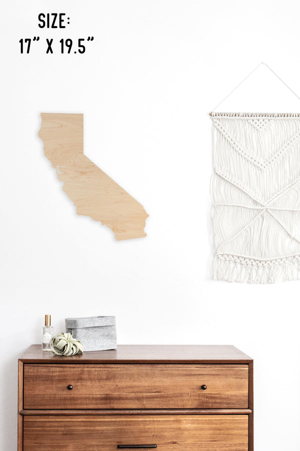 Custom (Your Design) State Outline Wall Hanging (Available In All 50 States) Wall Hanging Shop LazerEdge CA - California Maple 