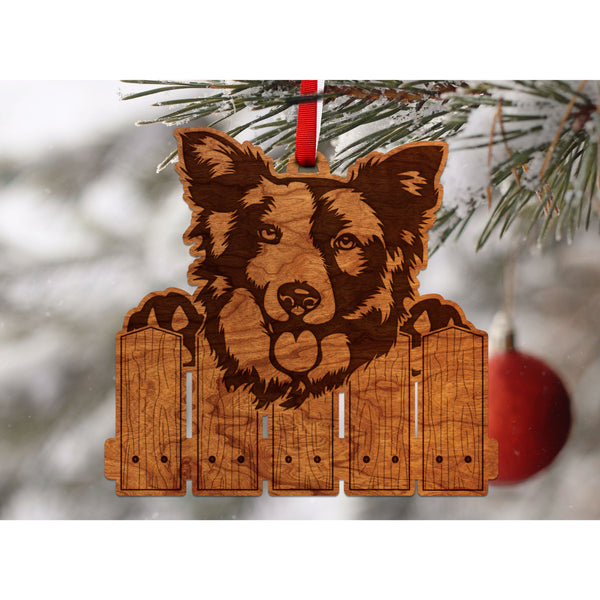 Dog Ornament (Multiple Dog Breeds Available) Ornament Shop LazerEdge Cherry Border Collie 