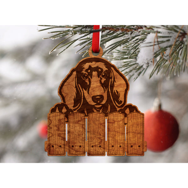 Dog Ornament (Multiple Dog Breeds Available) Ornament Shop LazerEdge Cherry Dachsund 