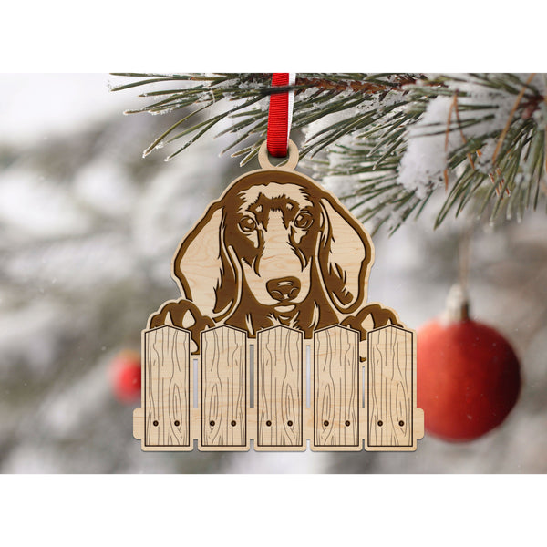 Dog Ornament (Multiple Dog Breeds Available) Ornament Shop LazerEdge Maple Dachsund 