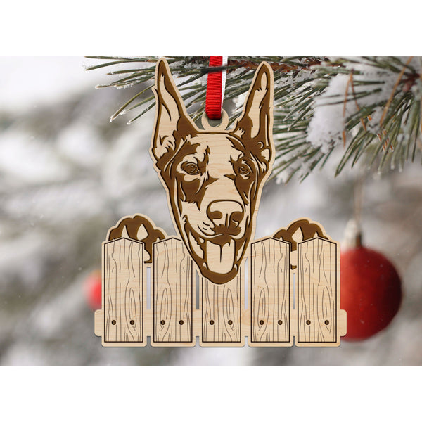 Dog Ornament (Multiple Dog Breeds Available) Ornament Shop LazerEdge Maple Doberman 