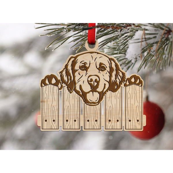 Dog Ornament (Multiple Dog Breeds Available) Ornament Shop LazerEdge Maple Golden Retriever 