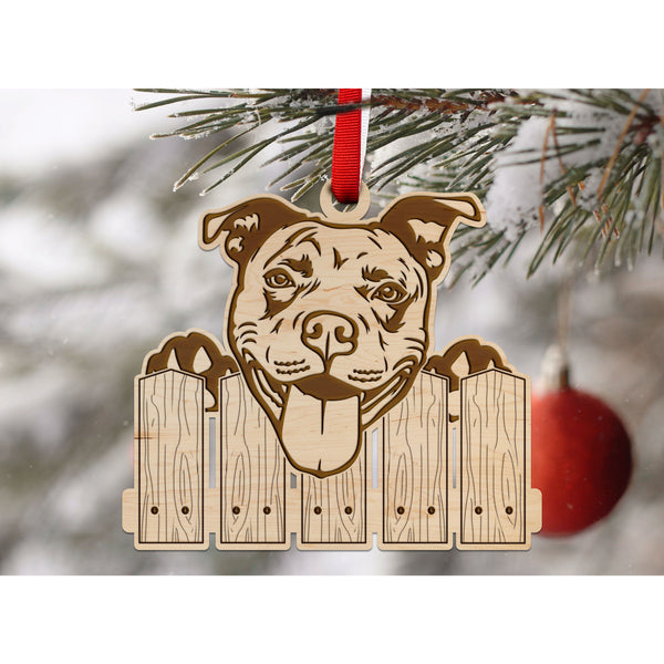 Dog Ornament (Multiple Dog Breeds Available) Ornament Shop LazerEdge Maple Pit Bull 