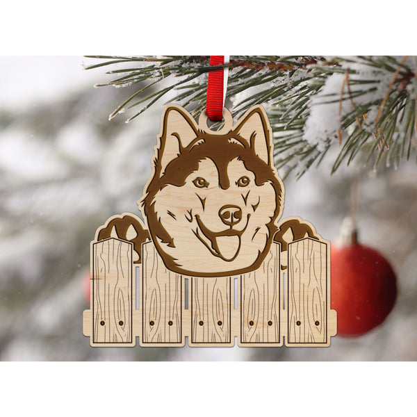 Dog Ornament (Multiple Dog Breeds Available) Ornament Shop LazerEdge Maple Siberian Husky 