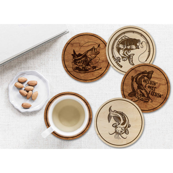 Fresh Water Fish Coaster - Crafted from Cherry or Maple Wood Coaster LazerEdge 