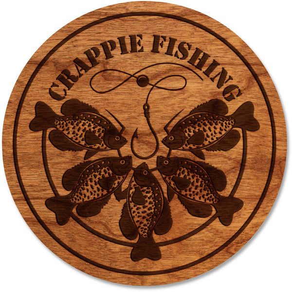 Fresh Water Fish Coaster - Crafted from Cherry or Maple Wood Coaster LazerEdge Cherry Crappie Fishing 