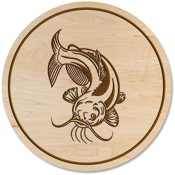 Fresh Water Fish Coaster - Crafted from Cherry or Maple Wood Coaster LazerEdge Maple Catfish 