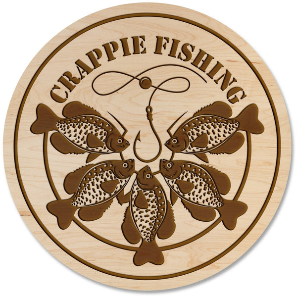 Fresh Water Fish Coaster - Crafted from Cherry or Maple Wood Coaster LazerEdge Maple Crappie Fishing 
