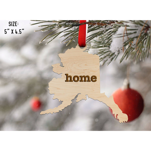 "Home" State Outline Maple Ornament (Available In All 50 States ) Ornament Shop LazerEdge AK - Alaska Maple 