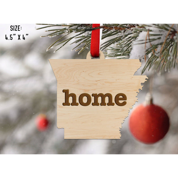 "Home" State Outline Maple Ornament (Available In All 50 States ) Ornament Shop LazerEdge AR - Arkansas Maple 