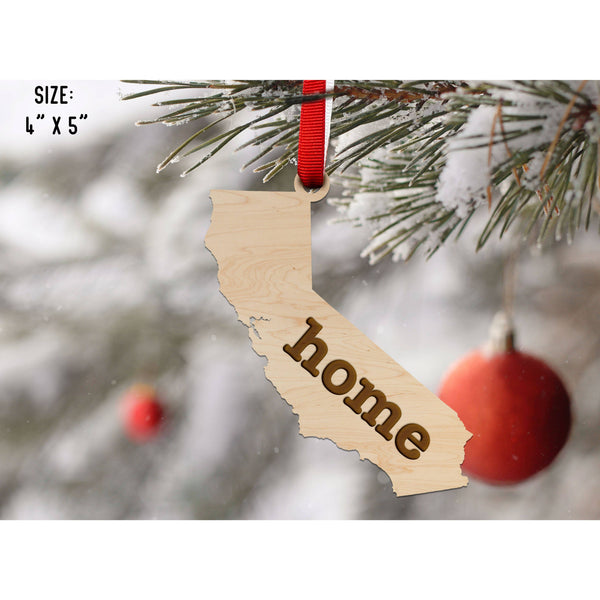 "Home" State Outline Maple Ornament (Available In All 50 States ) Ornament Shop LazerEdge CA - California Maple 