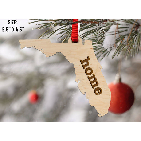 "Home" State Outline Maple Ornament (Available In All 50 States ) Ornament Shop LazerEdge FL - Florida Maple 