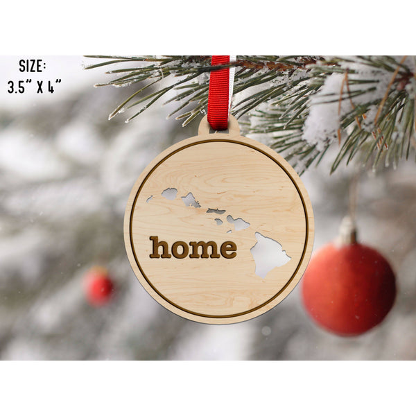 "Home" State Outline Maple Ornament (Available In All 50 States ) Ornament Shop LazerEdge HI - Hawaii Maple 