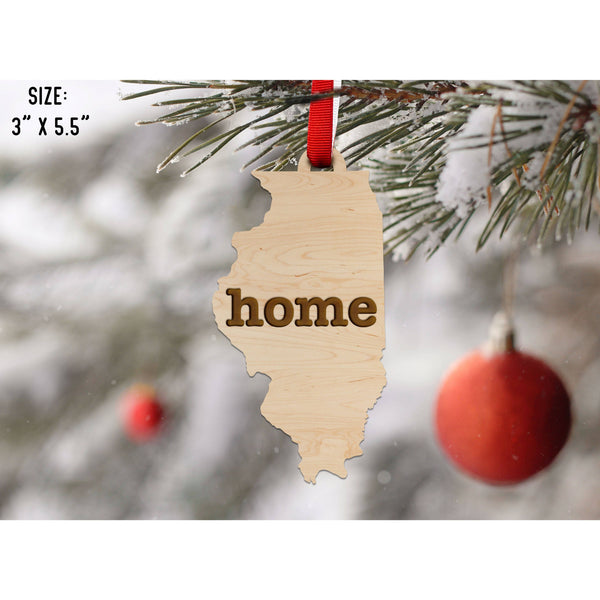 "Home" State Outline Maple Ornament (Available In All 50 States ) Ornament Shop LazerEdge IL - Illinois Maple 