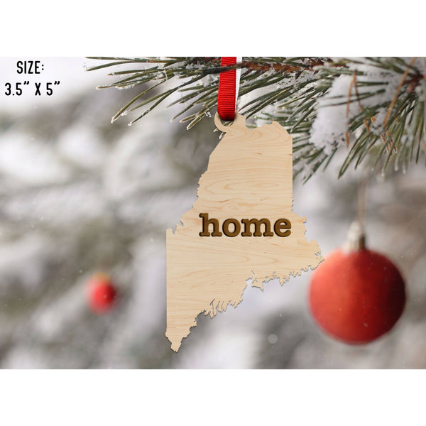 "Home" State Outline Maple Ornament (Available In All 50 States ) Ornament Shop LazerEdge ME - Maine Maple 