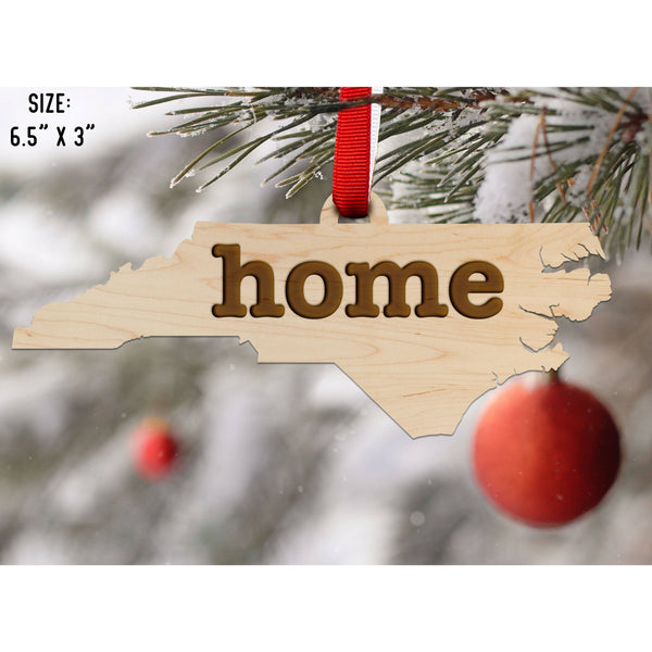 "Home" State Outline Maple Ornament (Available In All 50 States ) Ornament Shop LazerEdge NC - North Carolina Maple 