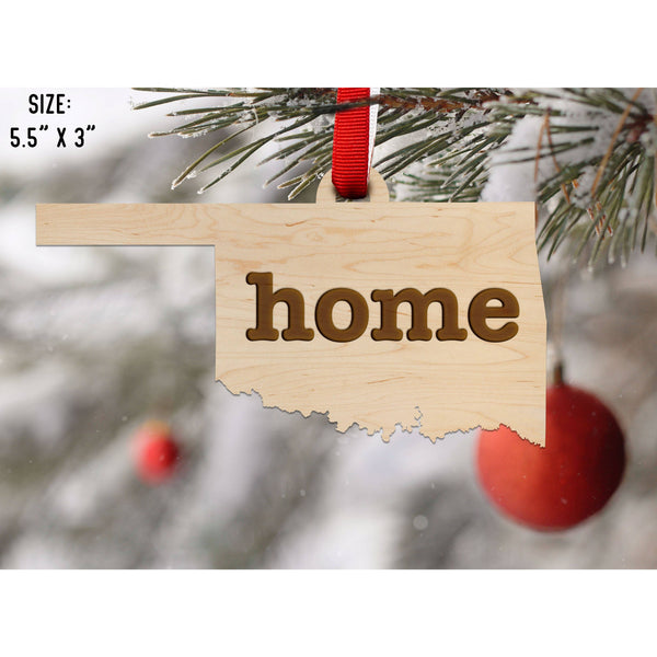 "Home" State Outline Maple Ornament (Available In All 50 States ) Ornament Shop LazerEdge OK - Oklahoma Maple 