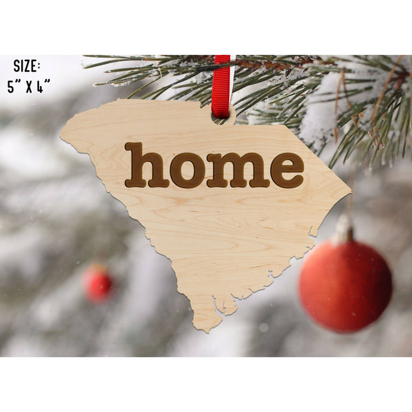 "Home" State Outline Maple Ornament (Available In All 50 States ) Ornament Shop LazerEdge SC - South Carolina Maple 
