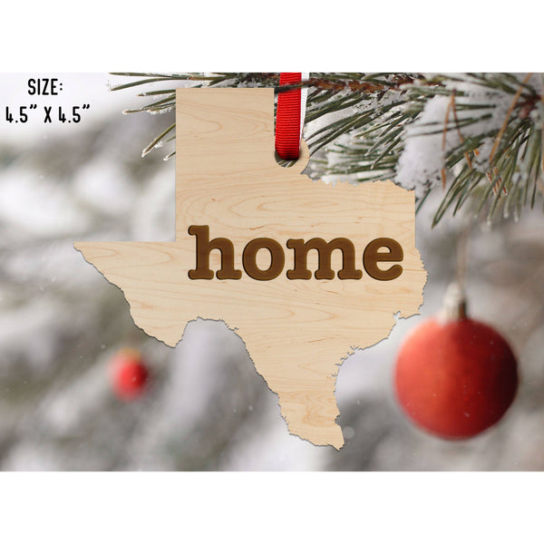 "Home" State Outline Maple Ornament (Available In All 50 States ) Ornament Shop LazerEdge TX - Texas Maple 