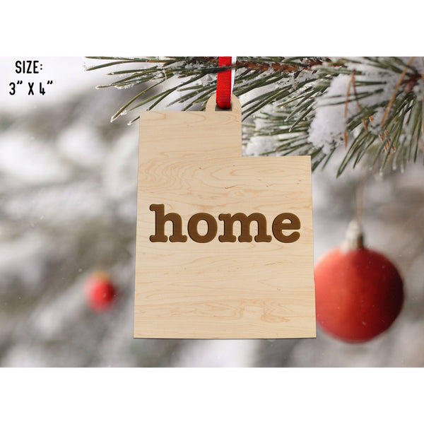 "Home" State Outline Maple Ornament (Available In All 50 States ) Ornament Shop LazerEdge UT - Utah Maple 