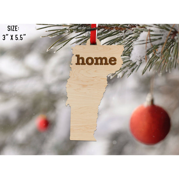 "Home" State Outline Maple Ornament (Available In All 50 States ) Ornament Shop LazerEdge VT - Vermont Maple 