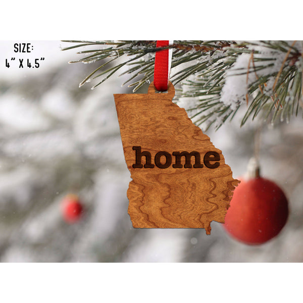 "Home" State Outline Cherry Ornament (Available In All 50 States ) Ornament Shop LazerEdge GA - Georgia Cherry 