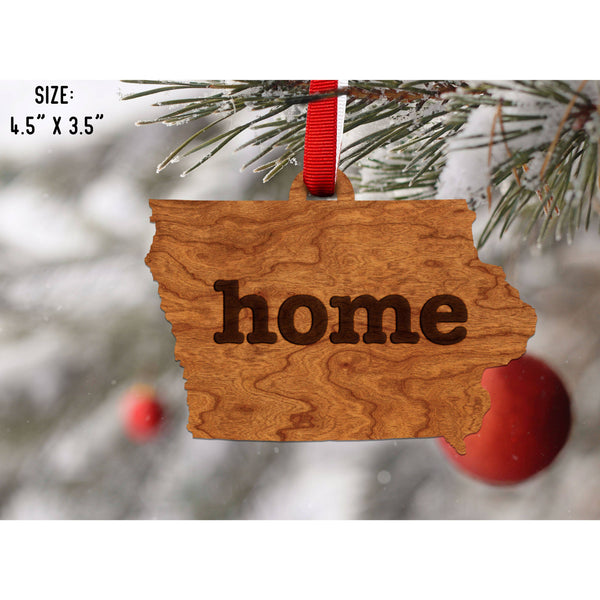 "Home" State Outline Cherry Ornament (Available In All 50 States ) Ornament Shop LazerEdge IA - Iowa Cherry 