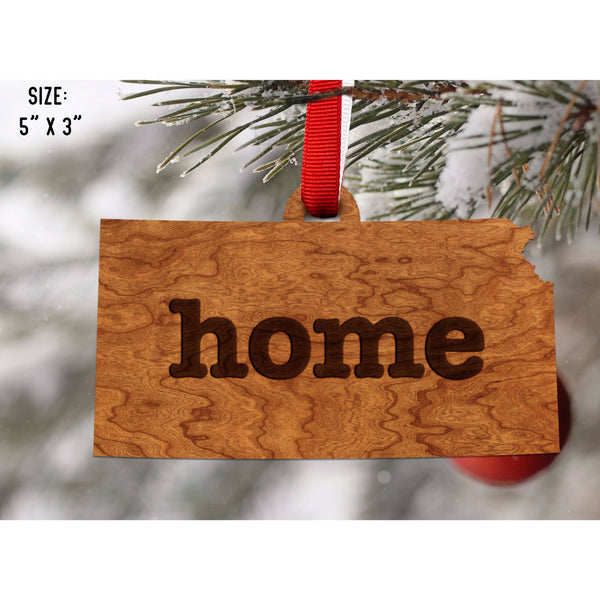 "Home" State Outline Cherry Ornament (Available In All 50 States ) Ornament Shop LazerEdge KS - Kansas Cherry 