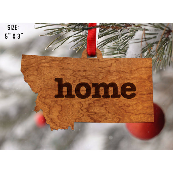 "Home" State Outline Cherry Ornament (Available In All 50 States ) Ornament Shop LazerEdge MT - Montana Cherry 