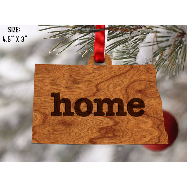 "Home" State Outline Cherry Ornament (Available In All 50 States ) Ornament Shop LazerEdge ND - North Dakota Cherry 