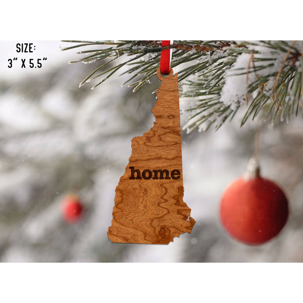 "Home" State Outline Cherry Ornament (Available In All 50 States ) Ornament Shop LazerEdge NH - New Hampshire Cherry 